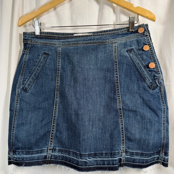 Dear John Blue Denim Mini Skirt with Button Detail - Picture 1 of 3